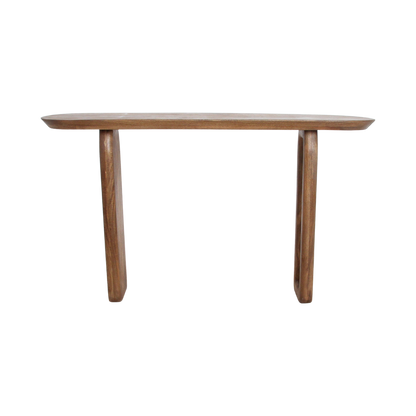Mango Wood Console Table - Brown Bullnose Entryway Table