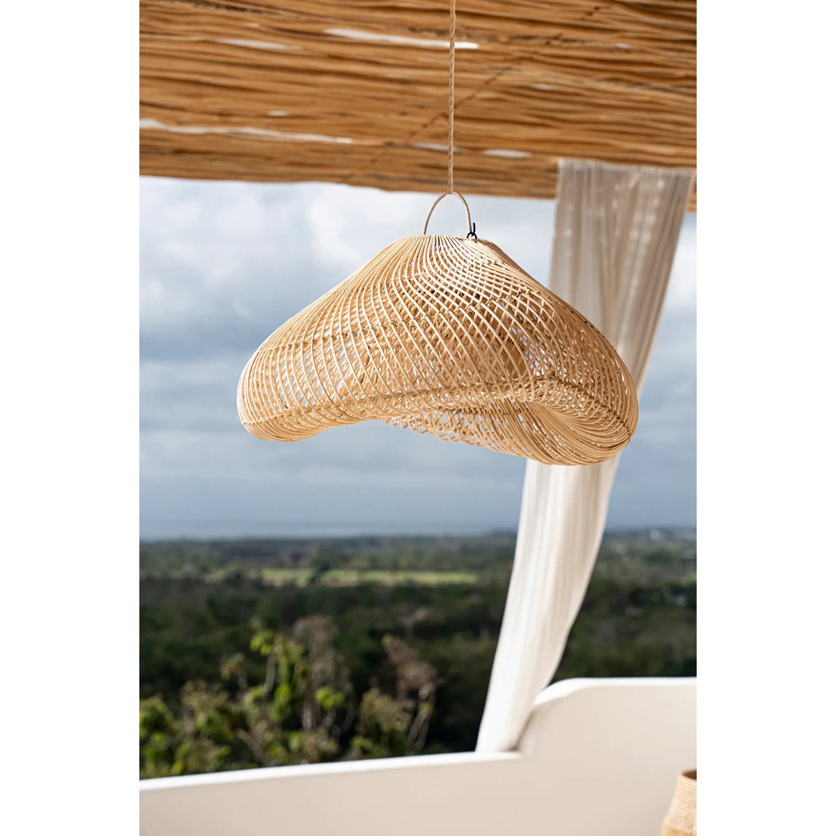 Rattan Pendant Light - Natural Cloud Design - Medium