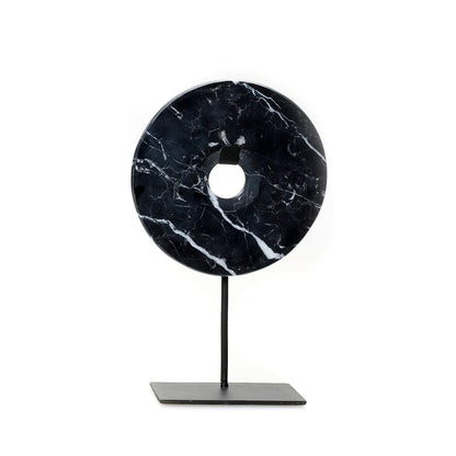 Black Marble Disc on Stand - Medium Size