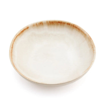 Ceramic Bowl Plate - Small White & Gold Cascais Design