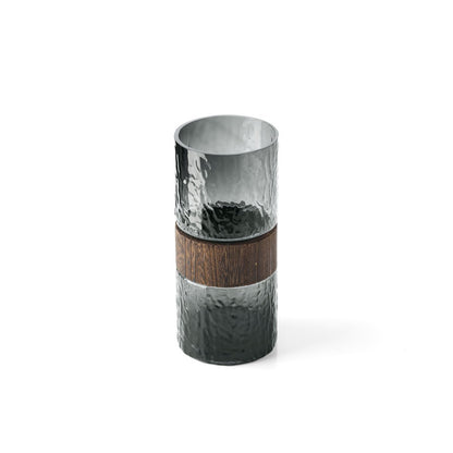 Dark Grey Wood Vase - Modern Glass Decorative Vase