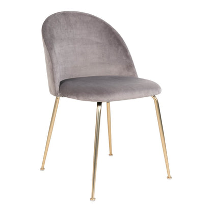Velvet Dining Chairs - Grey Steel Set of 2 - Modern Design