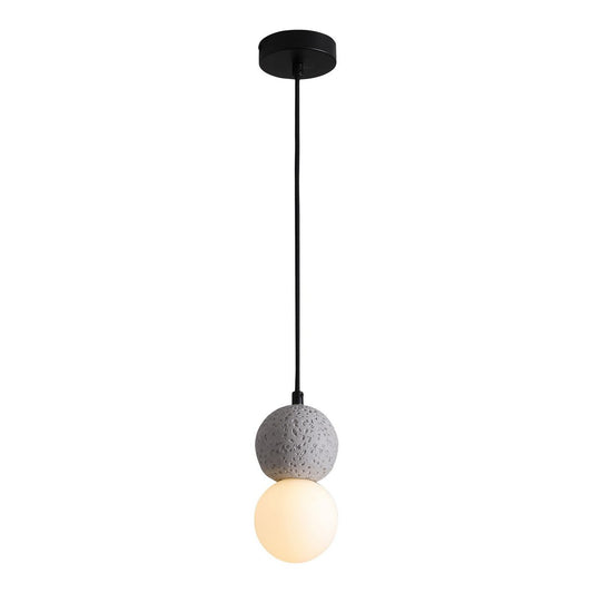 Grey Ball Pendant Light - Fabric Cord