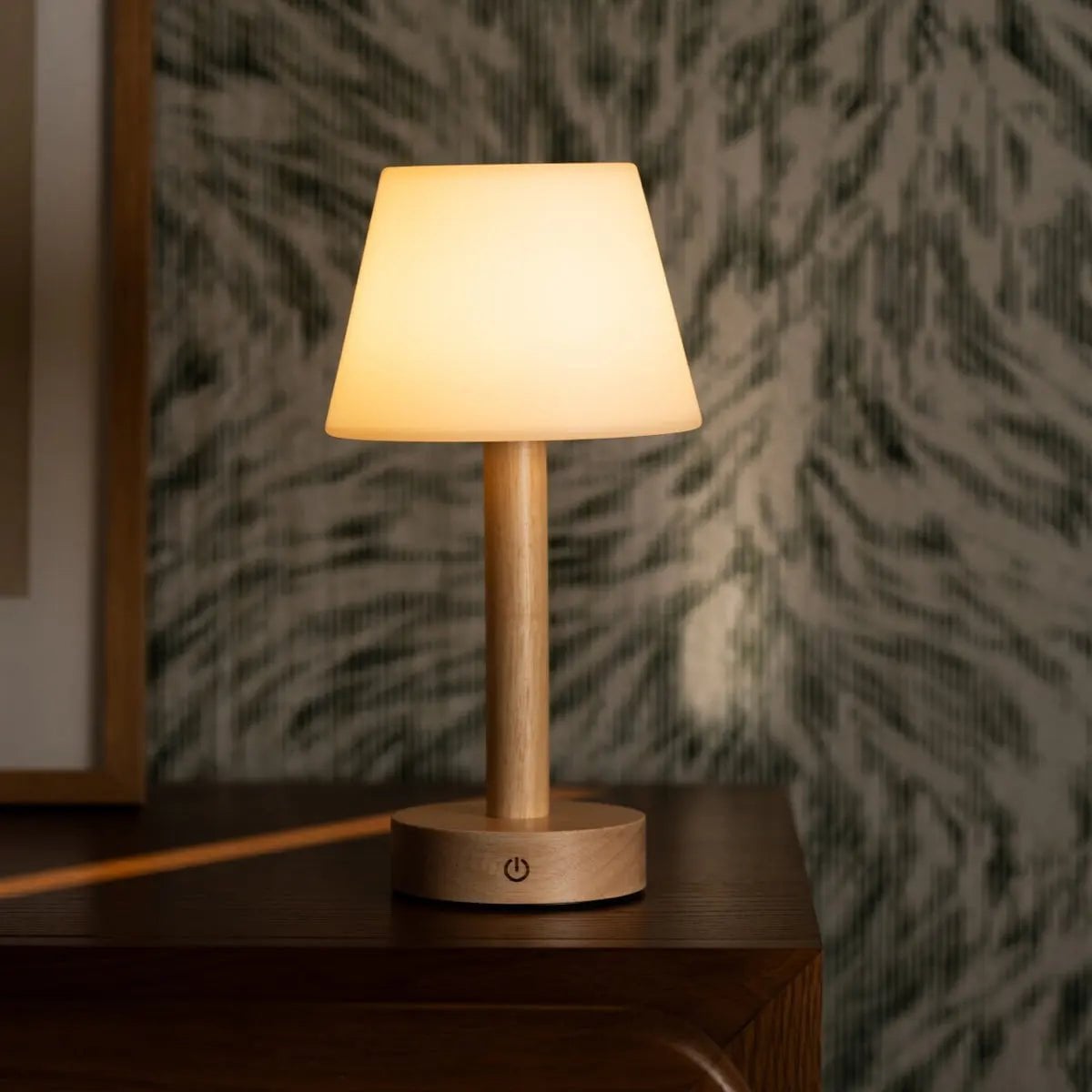 Zoë Light Brown Wooden Rechargeable Table Lamp | Dimmable, USB-C & Up to 80 Hours of Battery Life