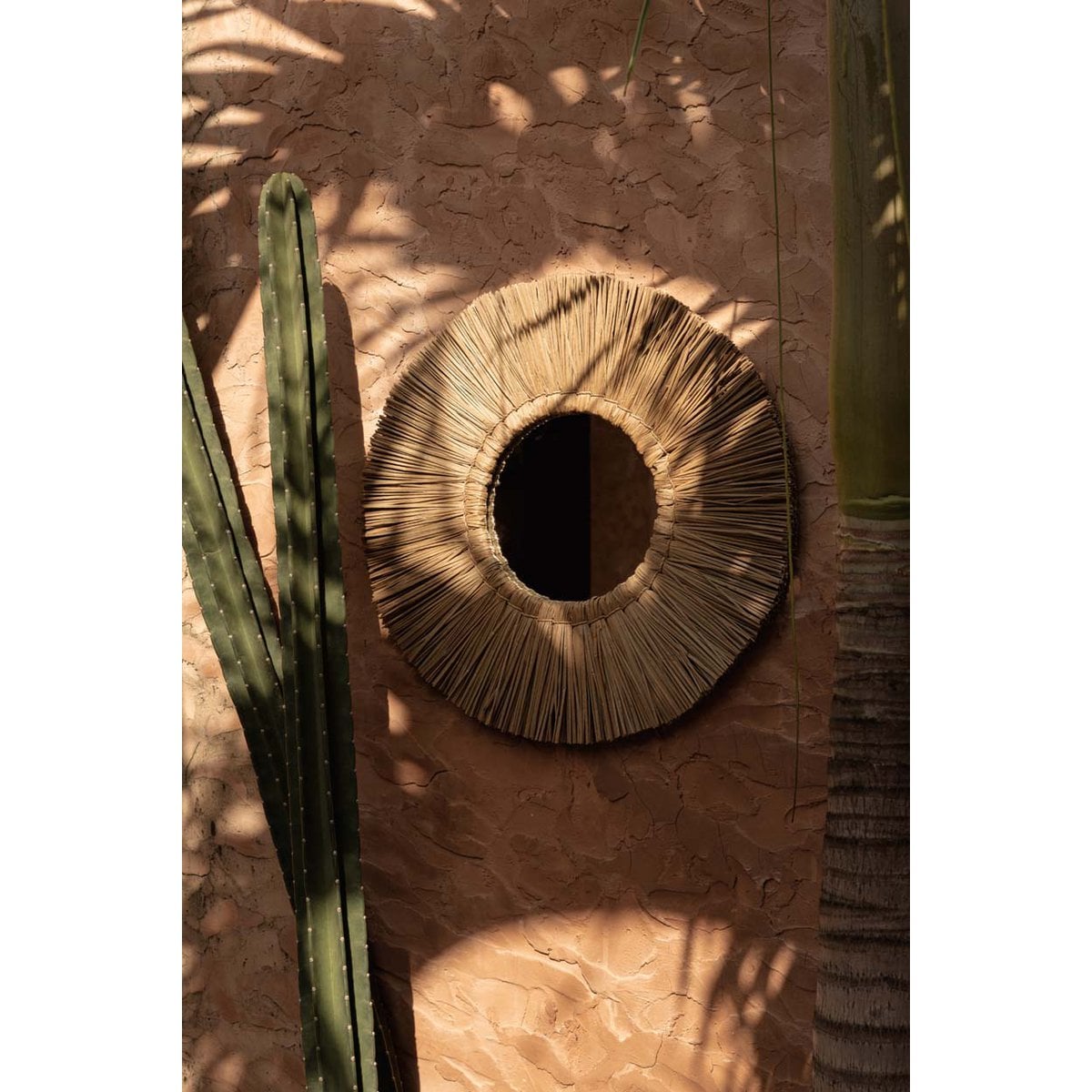 Natural Grass Wall Mirror - Large Boho Decor
