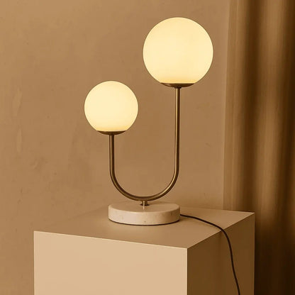 Giorgia Elegant Marble Lamp | Frosted Glass Bulbs & Corded Lamp