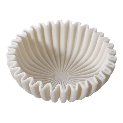Polyresin Decorative Bowl - Beige Textured Nordic Style, 20cm