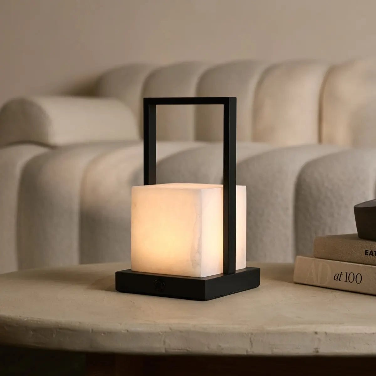 Nola Rechargeable Table Lamp Made of Alabaster l Three Light Modes & Rechargeable