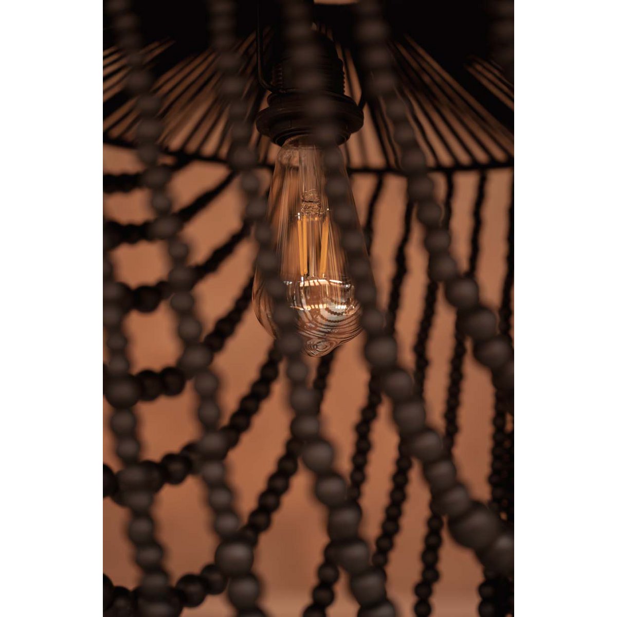 Wooden Bead Chandelier - Black - Large