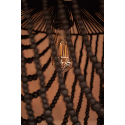 Wooden Bead Chandelier - Black - Large