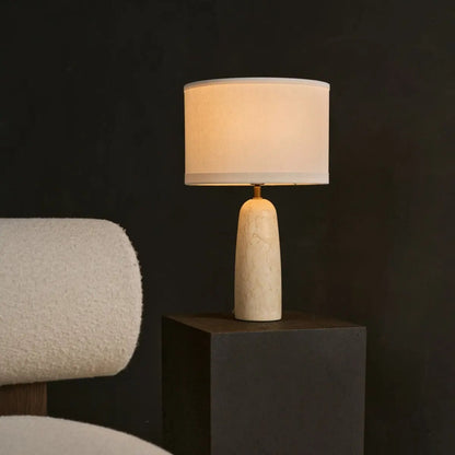 Marble Table Lamp with Cotton Shade – Elegant Design