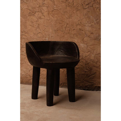 Dark Walnut Wood Low Chair - Modern Accent Seating