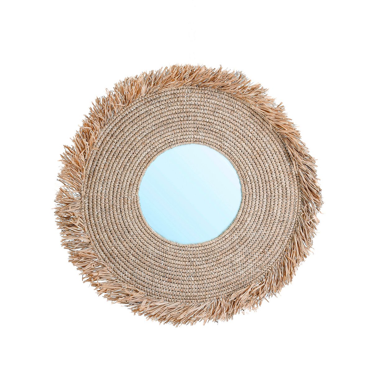Raffia Wall Mirror - Large Natural Fiber Decorative Mirror