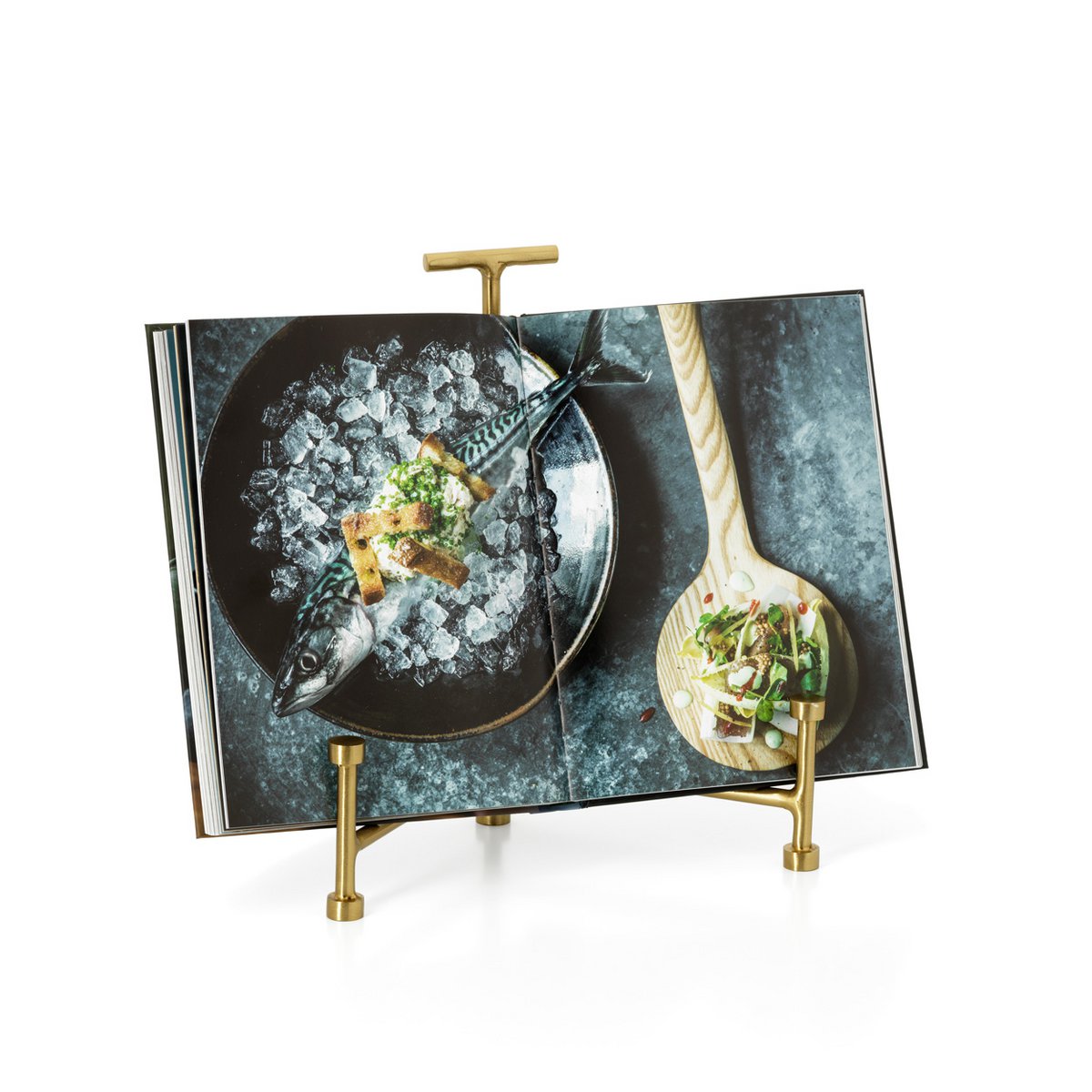 Iron Cookbook Stand - Gold Finish - Elegant Kitchen Display