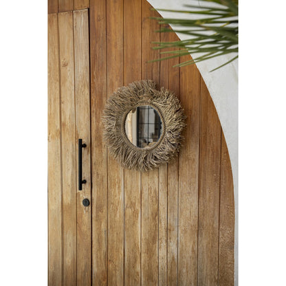 Raffia Wall Mirror - Natural Handwoven Bohemian Decor
