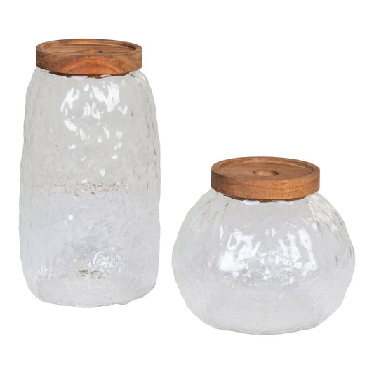 Glass Storage Jars with Acacia Lids - Taipei Set of 2