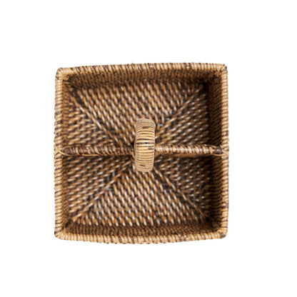 Rattan Cutlery Caddy - Natural Brown Woven Utensil Holder