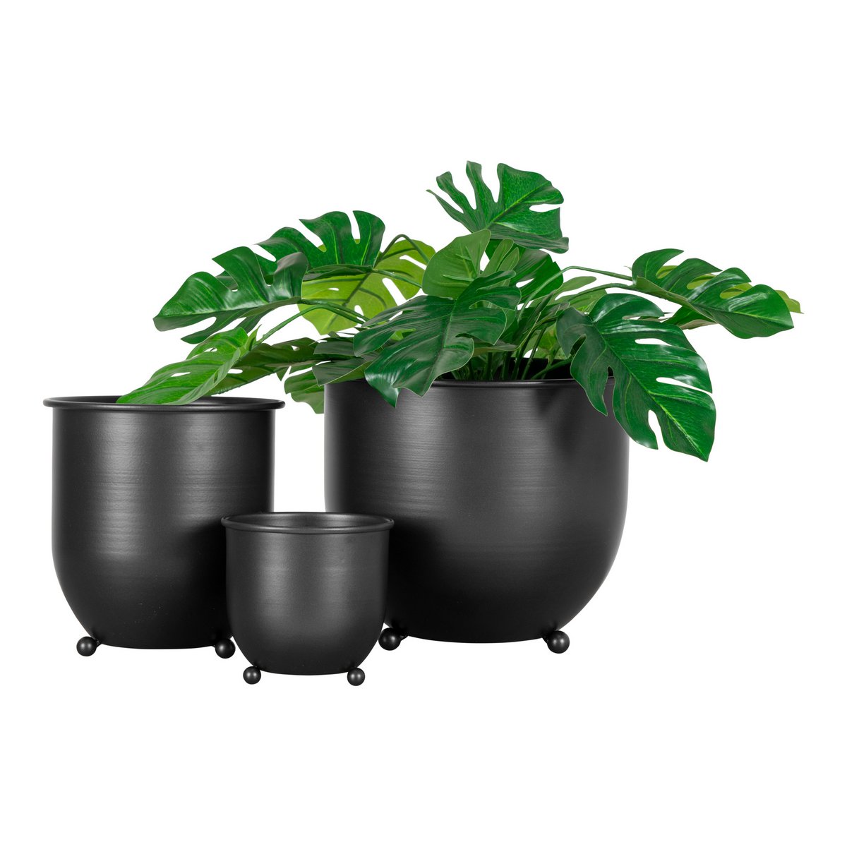 Metal Plant Pots - Black, Set of 3 - Modern Indoor Flowerpots