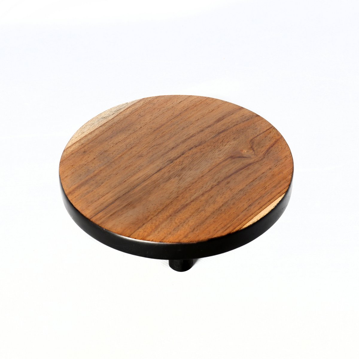 Teak Wood Cake Stand - Natural Black Rustic Dessert Platter