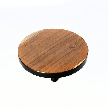 Teak Wood Cake Stand - Natural Black Rustic Dessert Platter