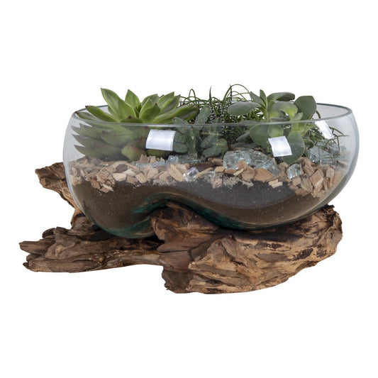 San Marino Waterdrop - Teck, Verre, Acier, Naturel - 26x26x20 cm