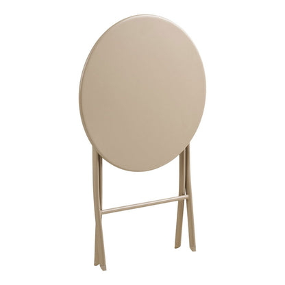 Steel Bistro Set - Taupe Polyester Garden Table & 2 Chairs