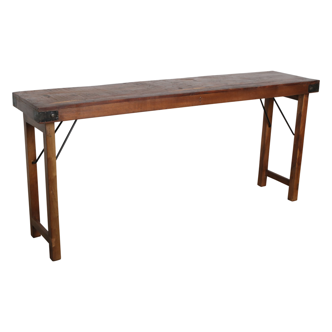 Reclaimed Wood Folding Console Table – Vintage Brown Indian Style