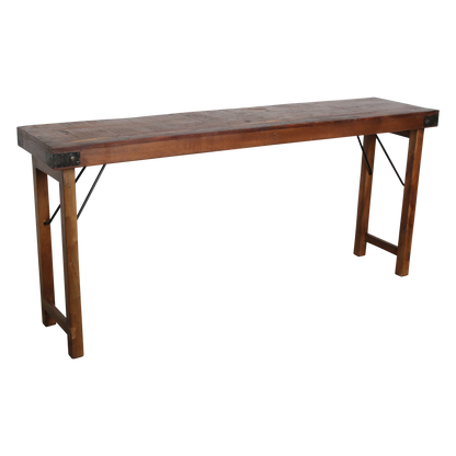 Reclaimed Wood Folding Console Table – Vintage Brown Indian Style