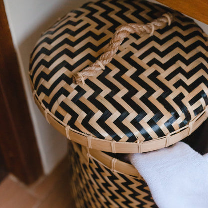 Bamboo Laundry Basket with Lid - Handwoven Storage Solution