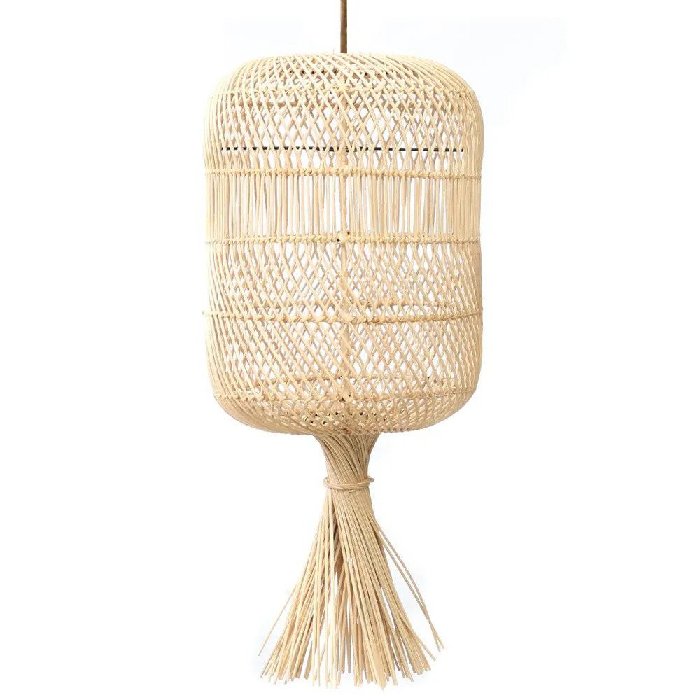 Natural Rattan Pendant Light – Handwoven Dumpling Lamp, Medium