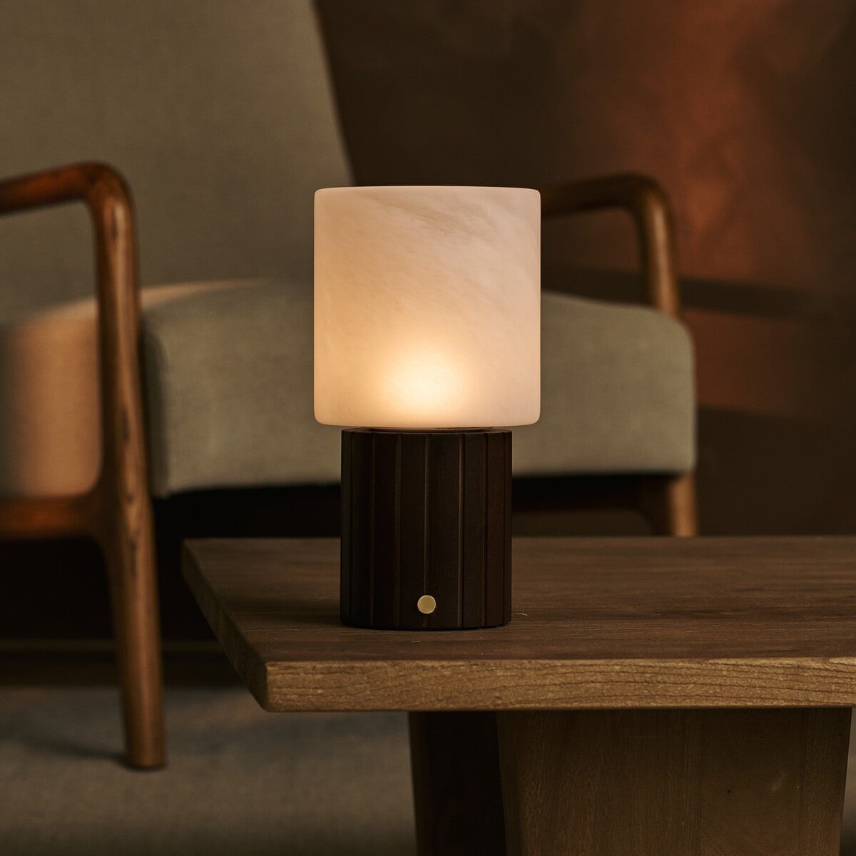 Dark Brown Rechargeable Table Lamp Cordless Dimmable 3-Light