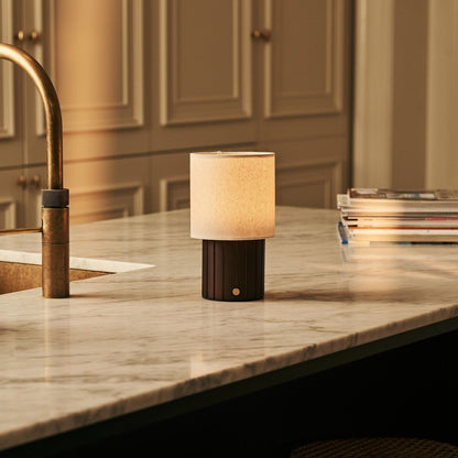 Cordless Table Lamp - Dark Brown Linen Blend Rechargeable Lamp
