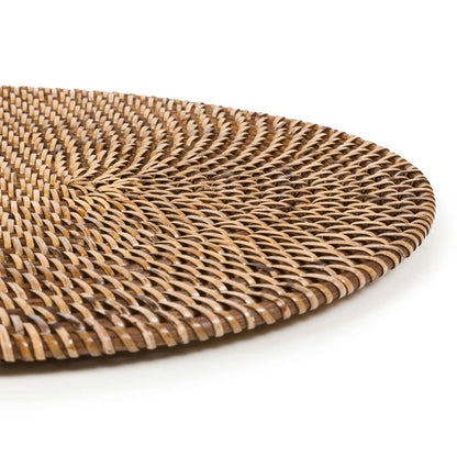 Rattan Oval Placemat - Natural Brown Handwoven Dining Table