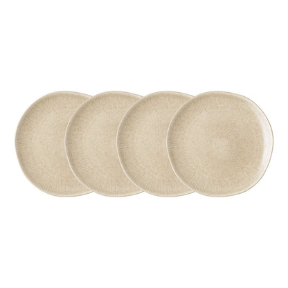 Ceramic Lunch Plates Set of 4 - Beige Scandinavian Style, 21cm