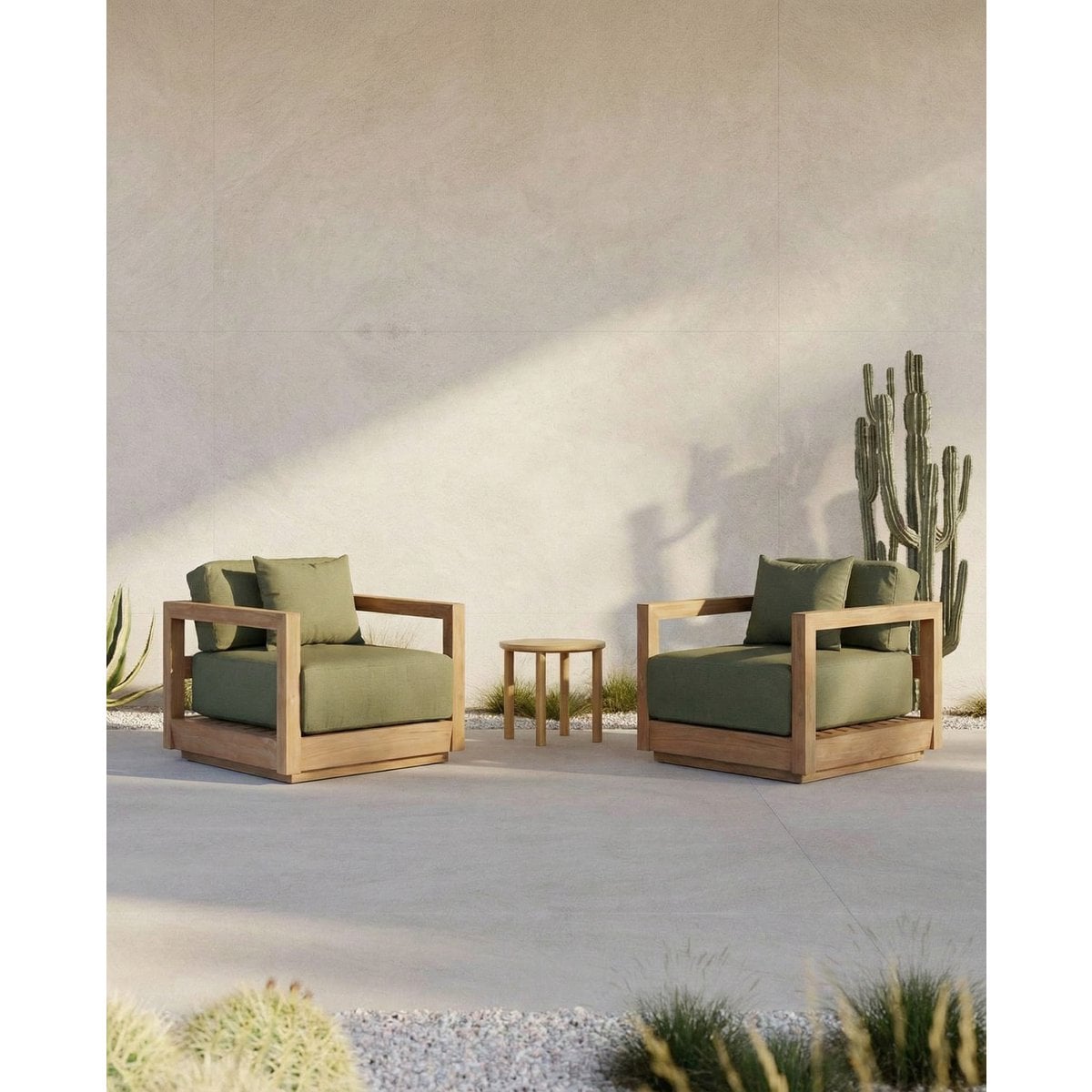 Teak Outdoor Sofa - Green Alga One Seater