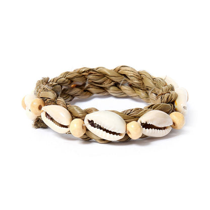 Seagrass Napkin Ring with Shell – Coastal Table Decor