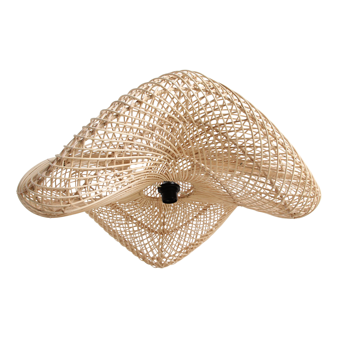 Rattan Pendant Light - Natural Wave Hanging Lamp, Large
