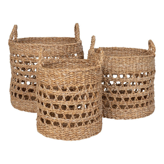 Seagrass Storage Baskets - Natural & Black Balok Set of 3