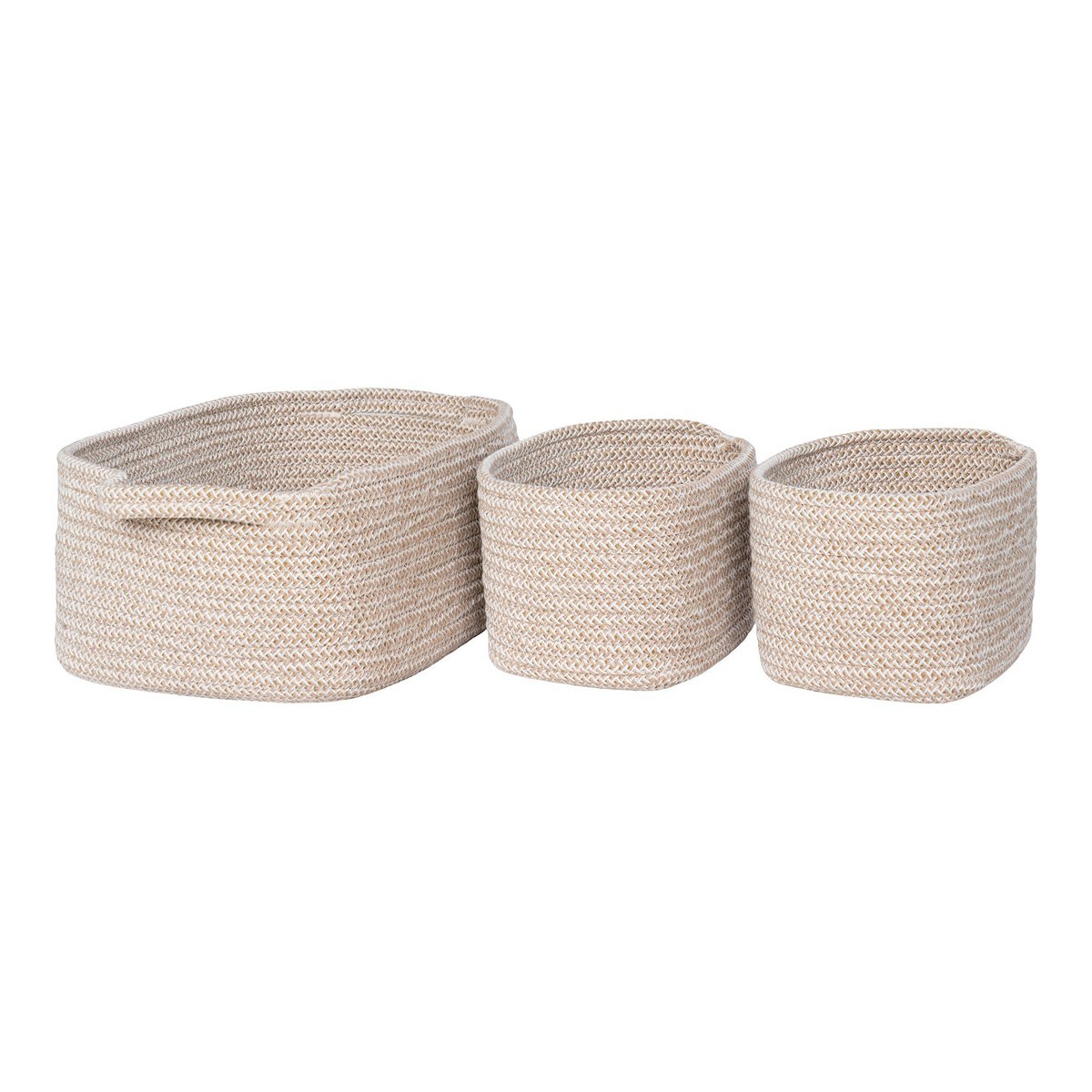 Cotton Storage Baskets – Beige Woven Basket Set of 3