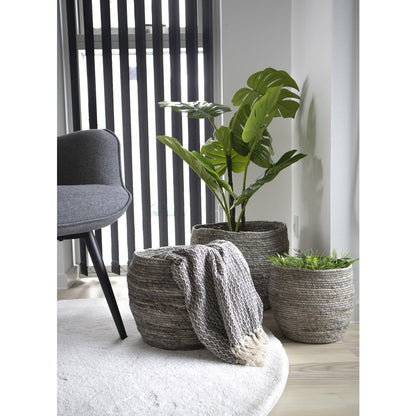 Tivoli Baskets - Grey, Maize Leaf, 33x33x30 cm - Set of 3