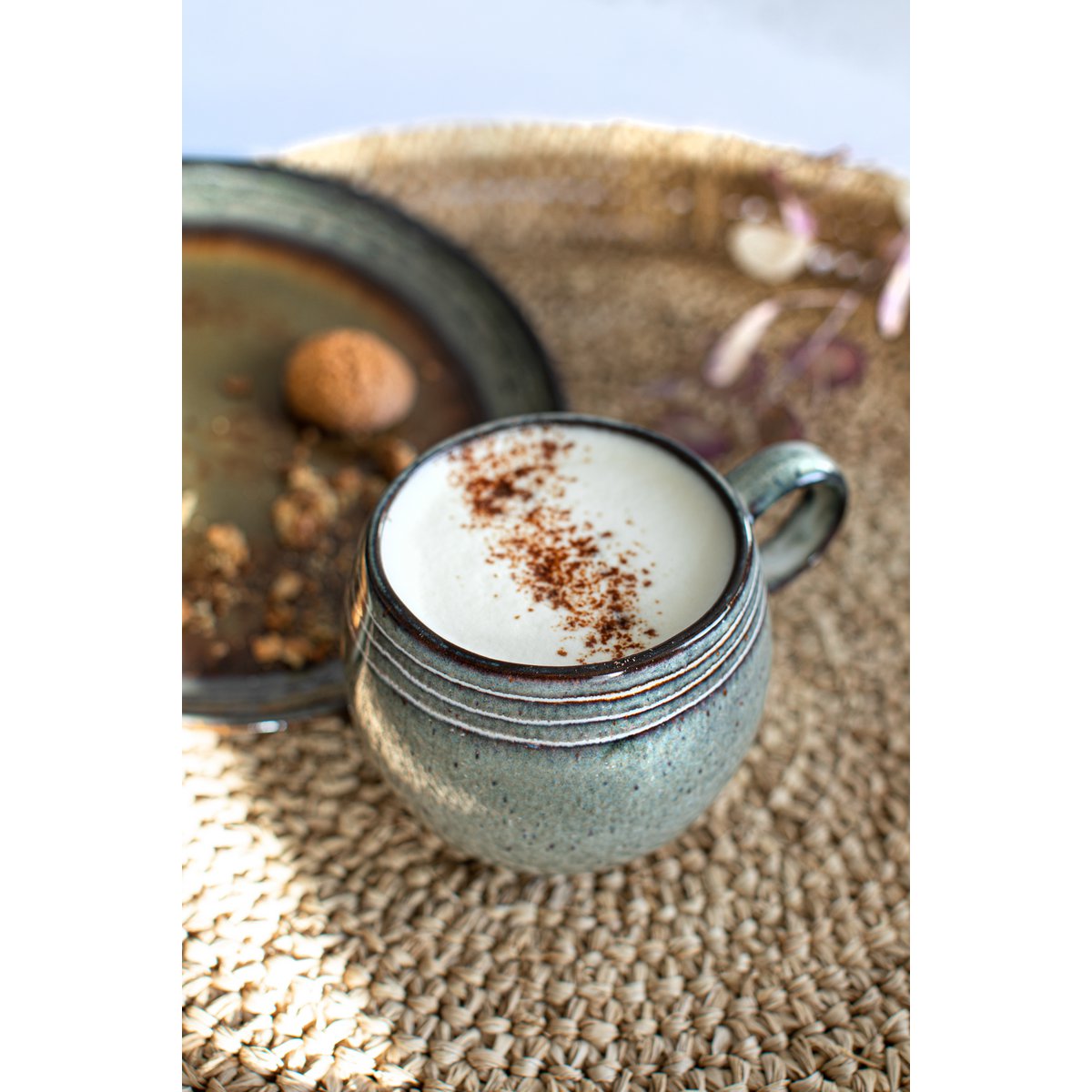 Stoneware Coffee Mug - Comporta Ceramic Mug with Glaze Detail - Medium