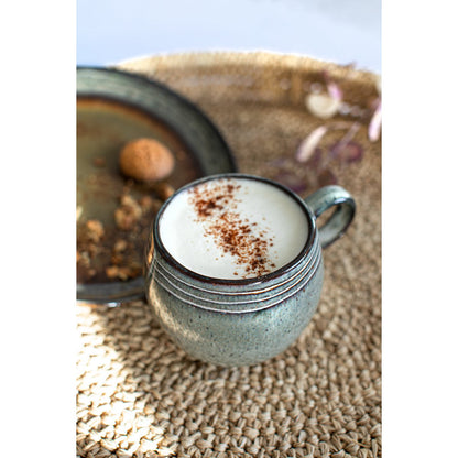 Stoneware Coffee Mug - Comporta Ceramic Mug with Glaze Detail - Medium