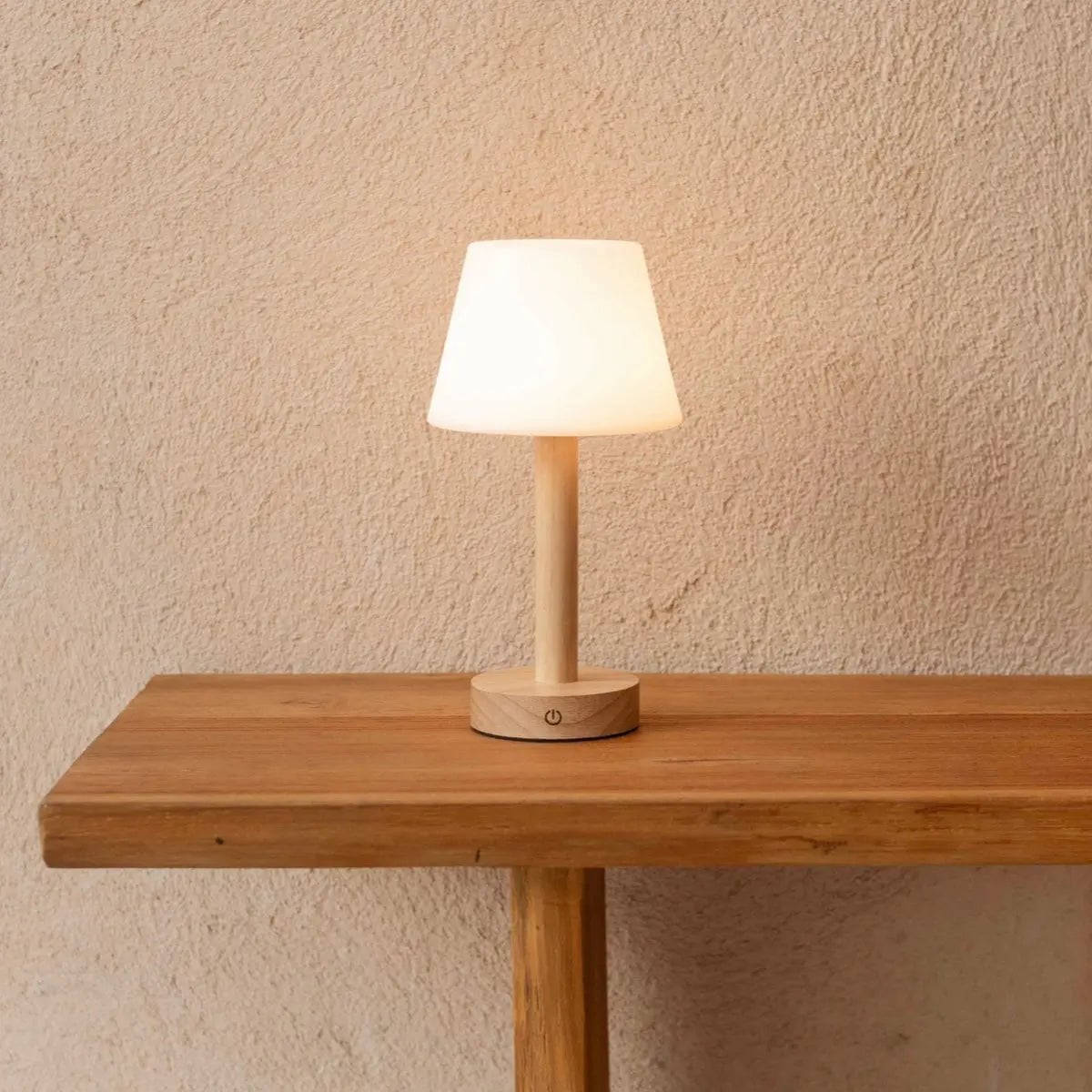 Zoë Light Brown Wooden Rechargeable Table Lamp | Dimmable, USB-C & Up to 80 Hours of Battery Life