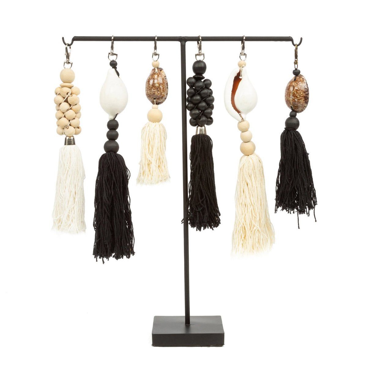 The Wooden Beads Keychain - Natural White
