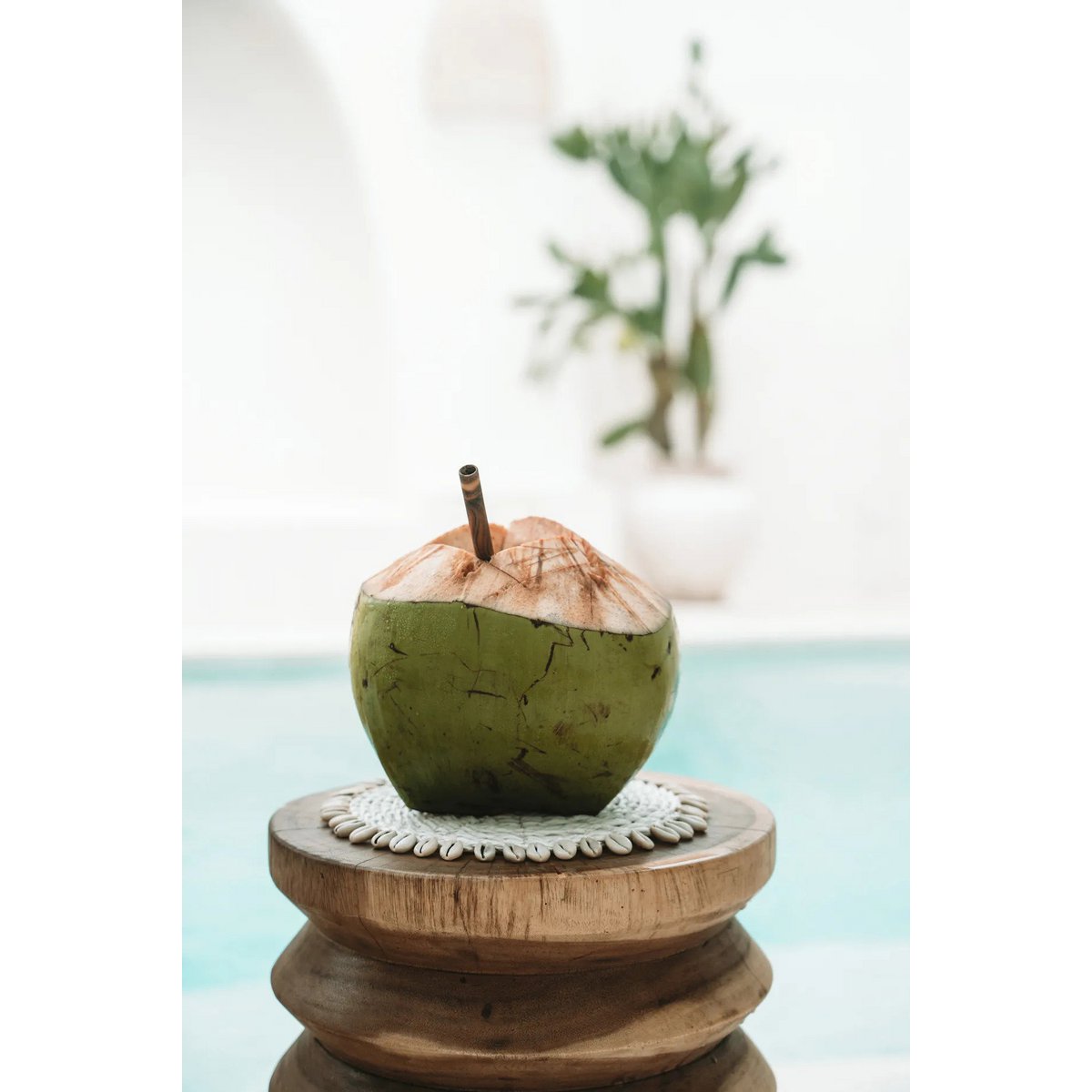 Seagrass Coaster with Shells – White Decorative Pan Coaster