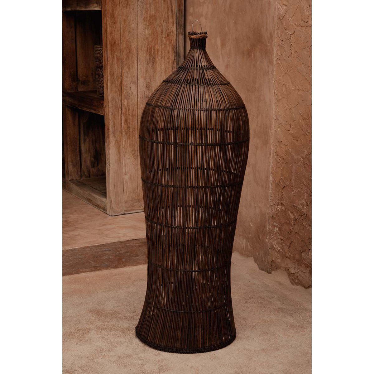 Rattan Pendant Light - Dark Walnut Tower - XL