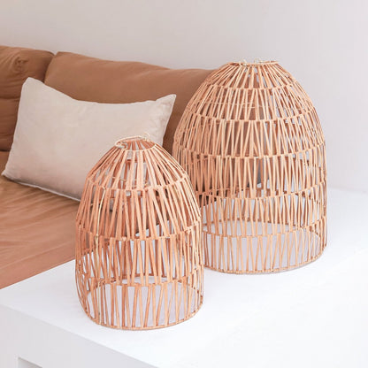 Rattan Pendant Lamp - Natural Woven Lampshade, Boho Lighting, 2 Sizes