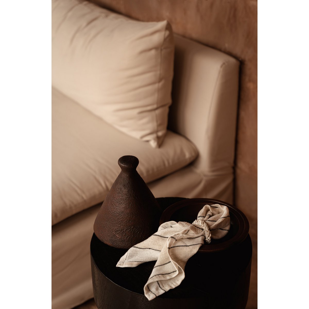 Linen Napkin - Black and White Stripe - 45x45 cm