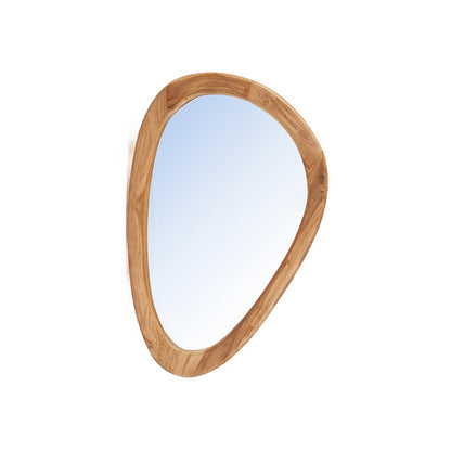 Teak Wall Mirror - Organic Shape, Natural Wood Frame - Large