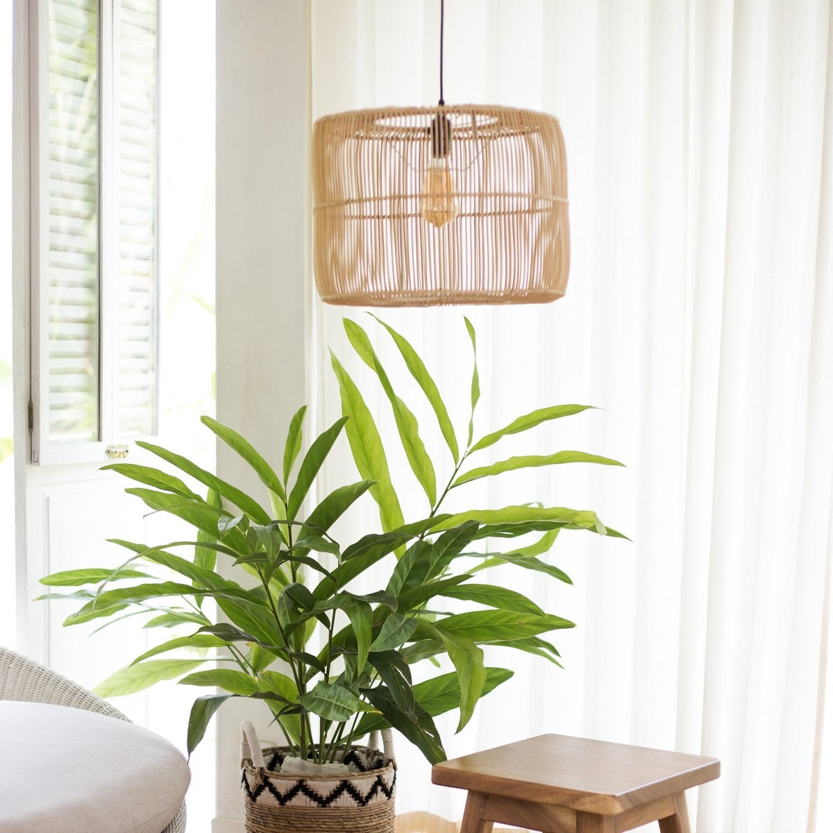 Rattan Pendant Light Boho Handcrafted Lamp – Natural Finish, 40-50cm